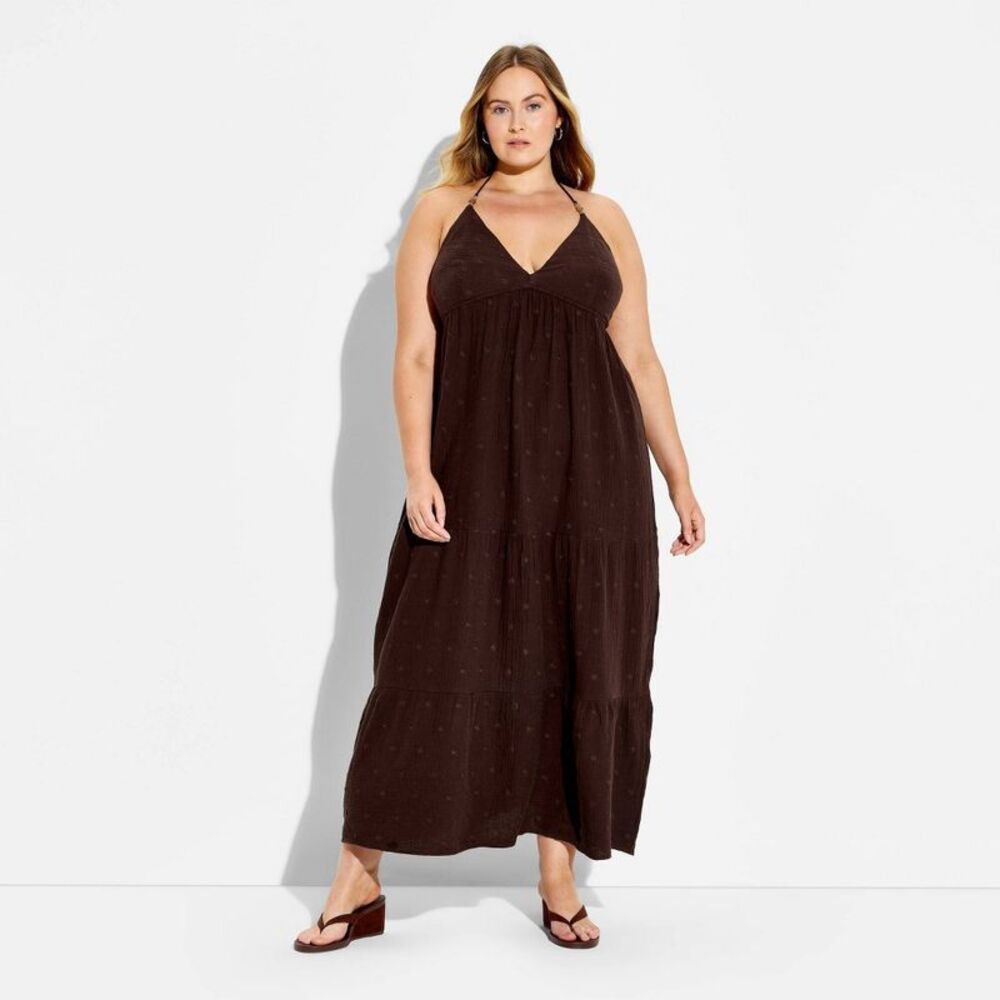 Wild Fable - Women's Gauze Halter Maxi Dress - Wild Fable Dark Brown - Picture 2 of 4